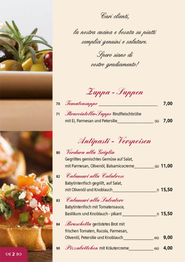 Dolce Maria Mitnahme- / Abholerkarte Seite 2