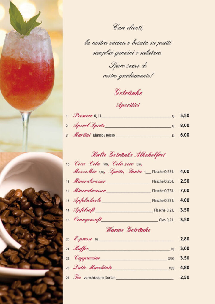 Ristorante Dolce Maria Speisekarte Seite 2