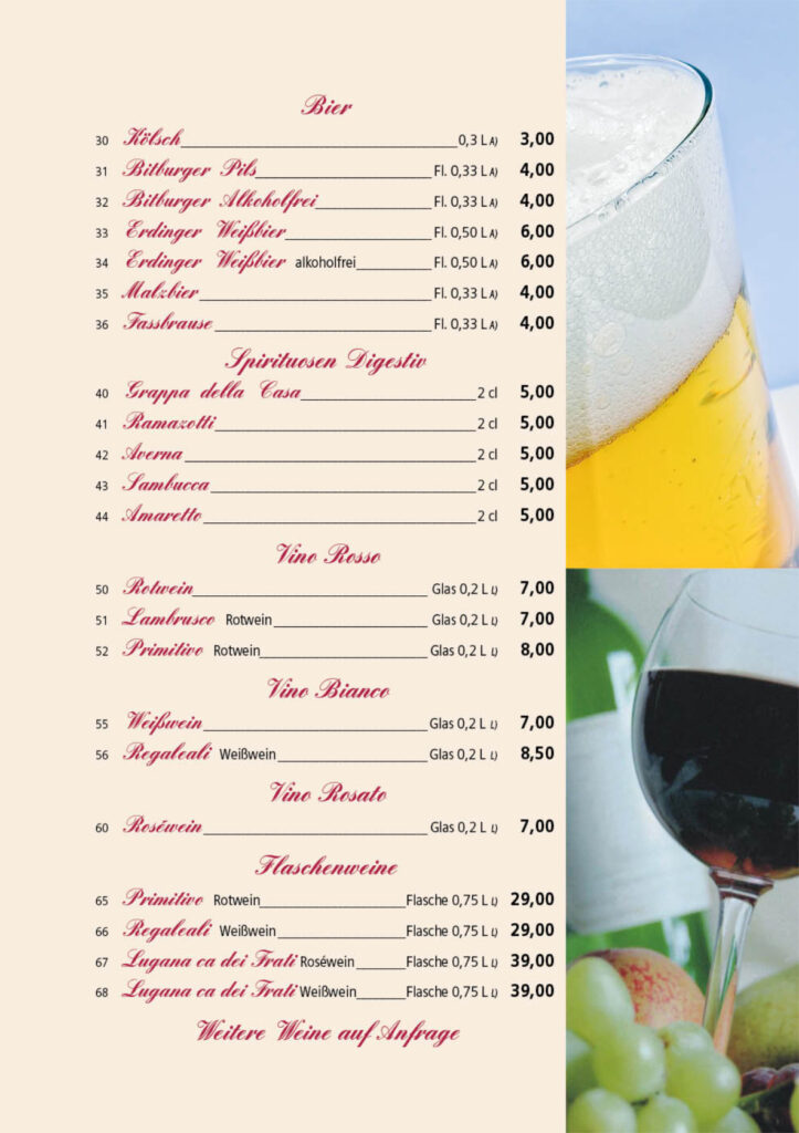 Ristorante Dolce Maria Speisekarte Seite 3