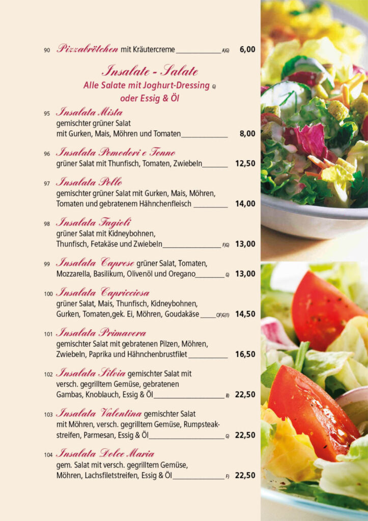 Ristorante Dolce Maria Speisekarte Seite 5